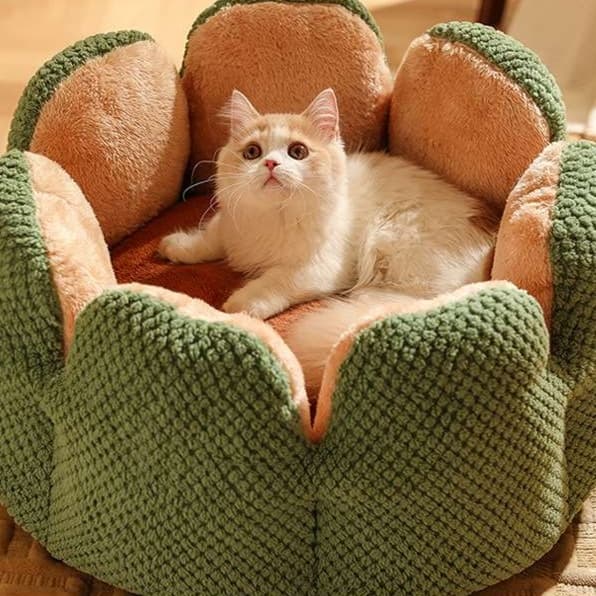 猫ベッド もこもこ花型ペットベッド