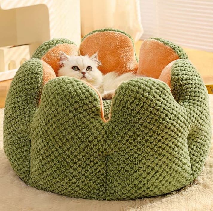 猫ベッド もこもこ花型ペットベッド