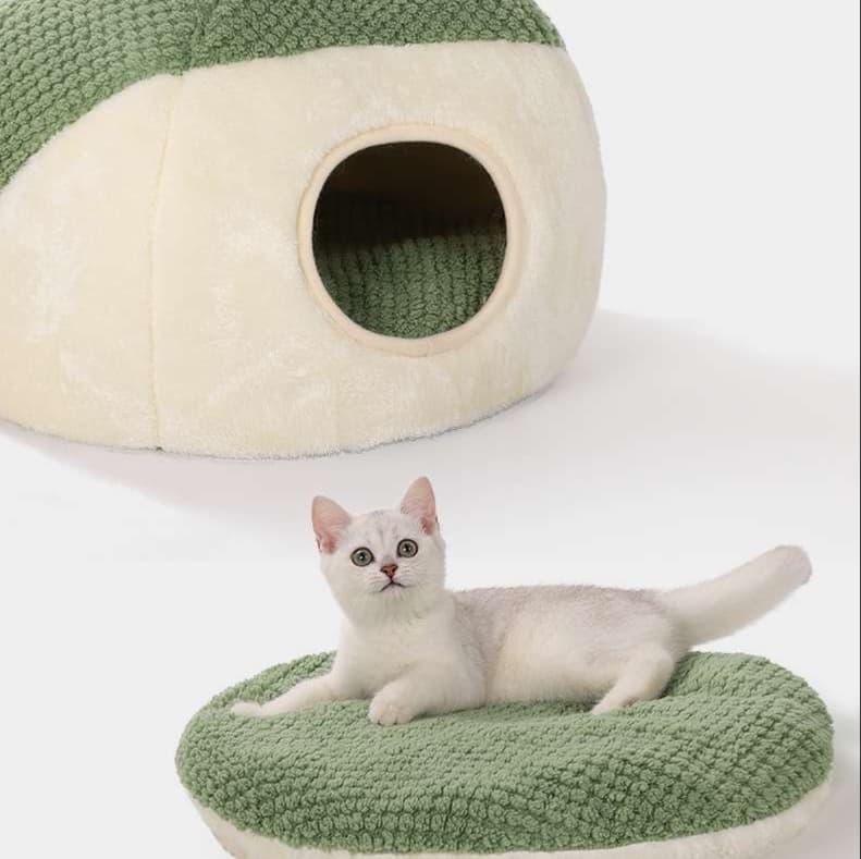 猫ベッド もこもこカエルのお家 冬眠ベッド
