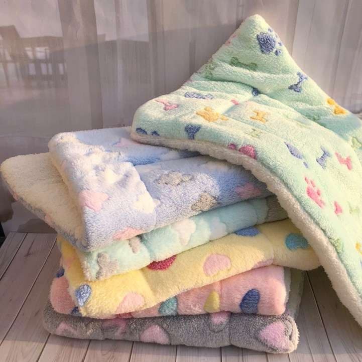 猫ベッド ふわもこ肉球柄ペット用マルチブランケット