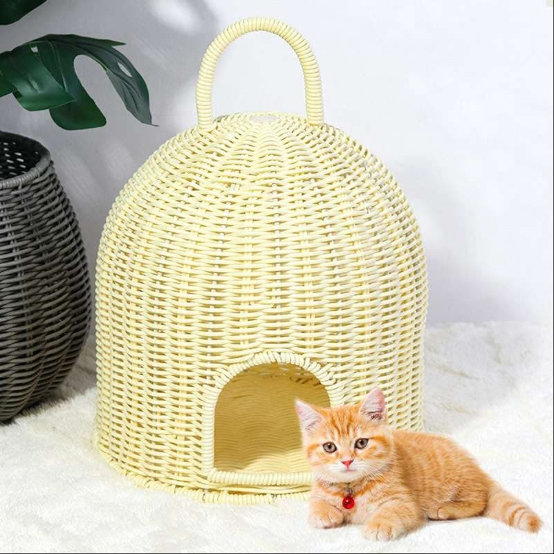 猫ベッド 涼やか籐ドーム型ペットハウス