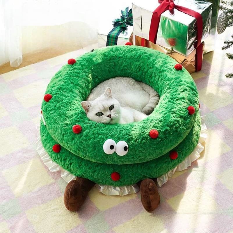 もふもふクリスマスツリー猫ベッド