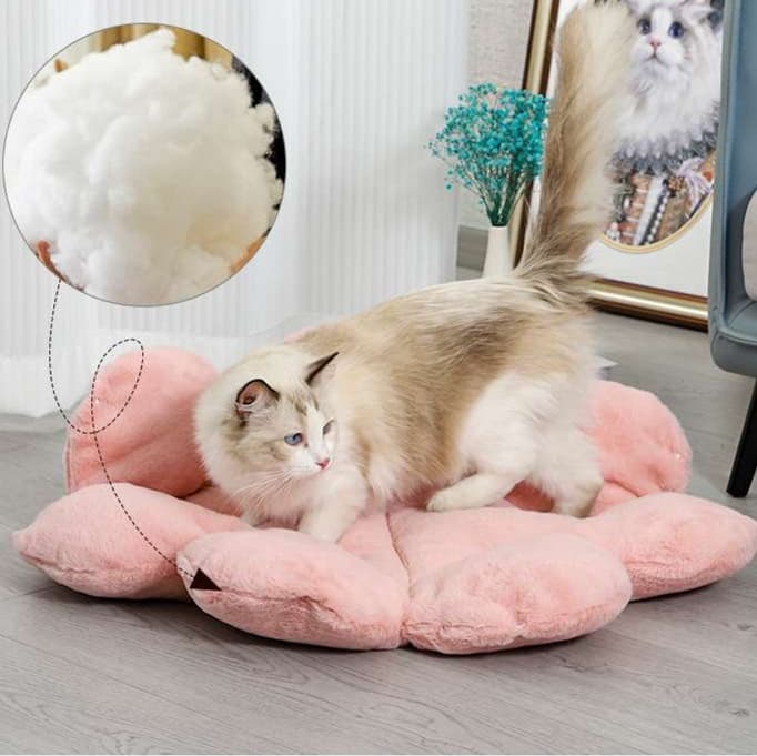 猫ベッド ふわふわ花型ペットクッション