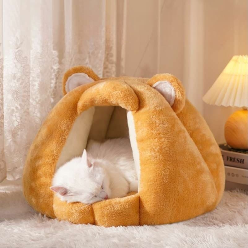 猫ベッド もこもこクマさん包み込みベッド
