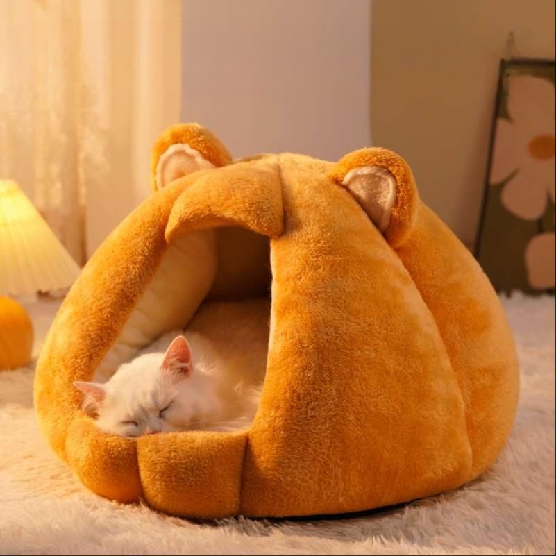 猫ベッド もこもこクマさん包み込みベッド