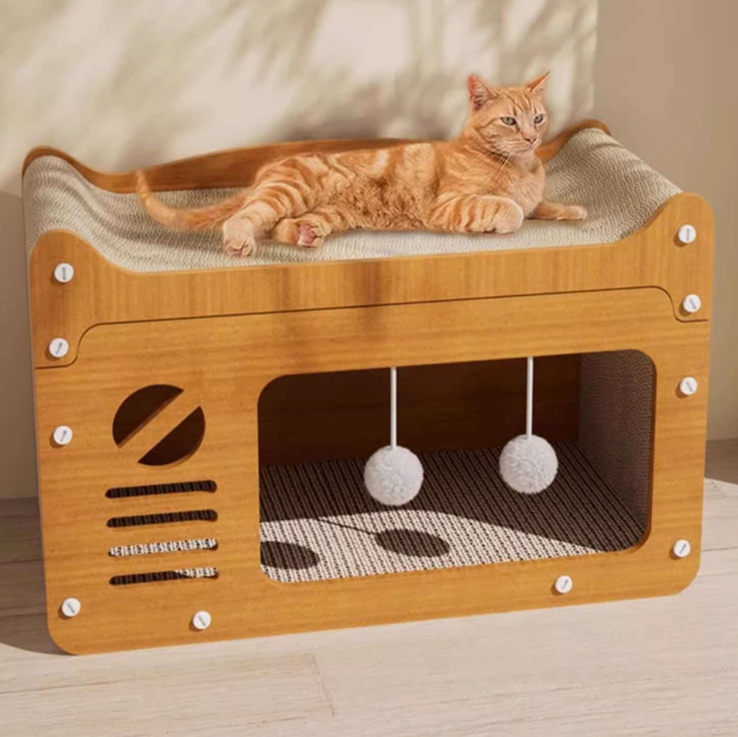 猫ベッド オールインワン猫ハウス＆スクラッチャー