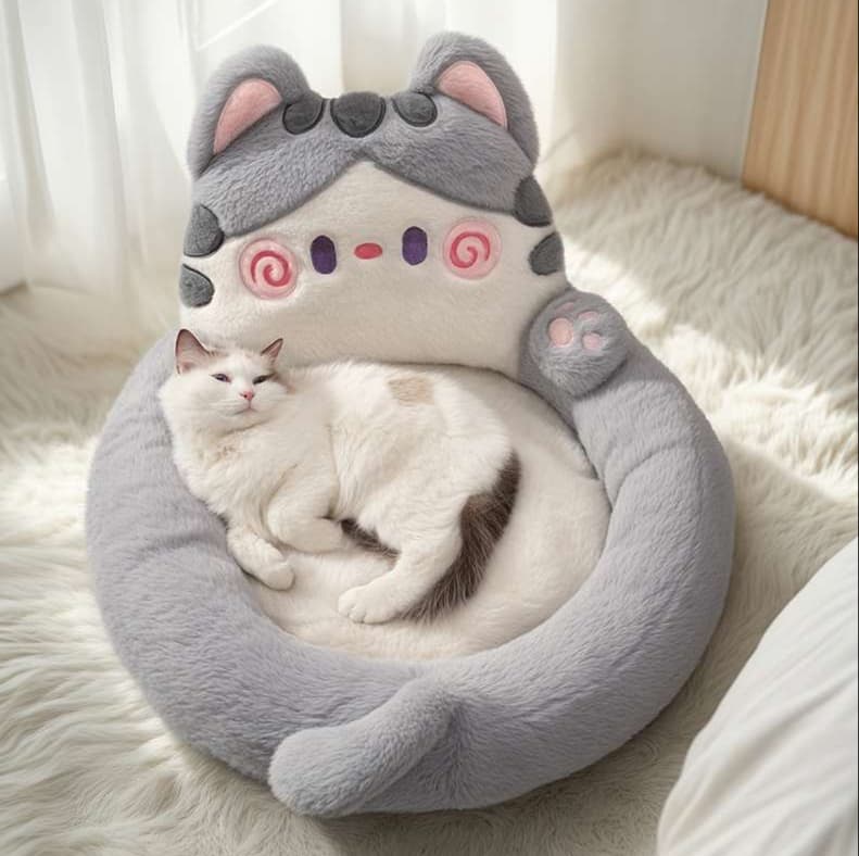猫ベッド もふもふ猫ハウス 癒しのキャットベッド