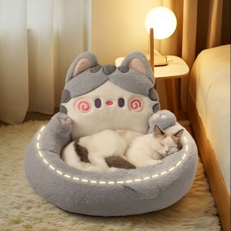 猫ベッド もふもふ猫ハウス 癒しのキャットベッド