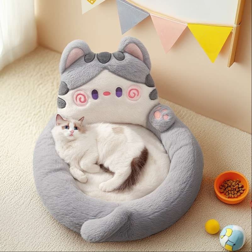 猫ベッド もふもふ猫ハウス 癒しのキャットベッド