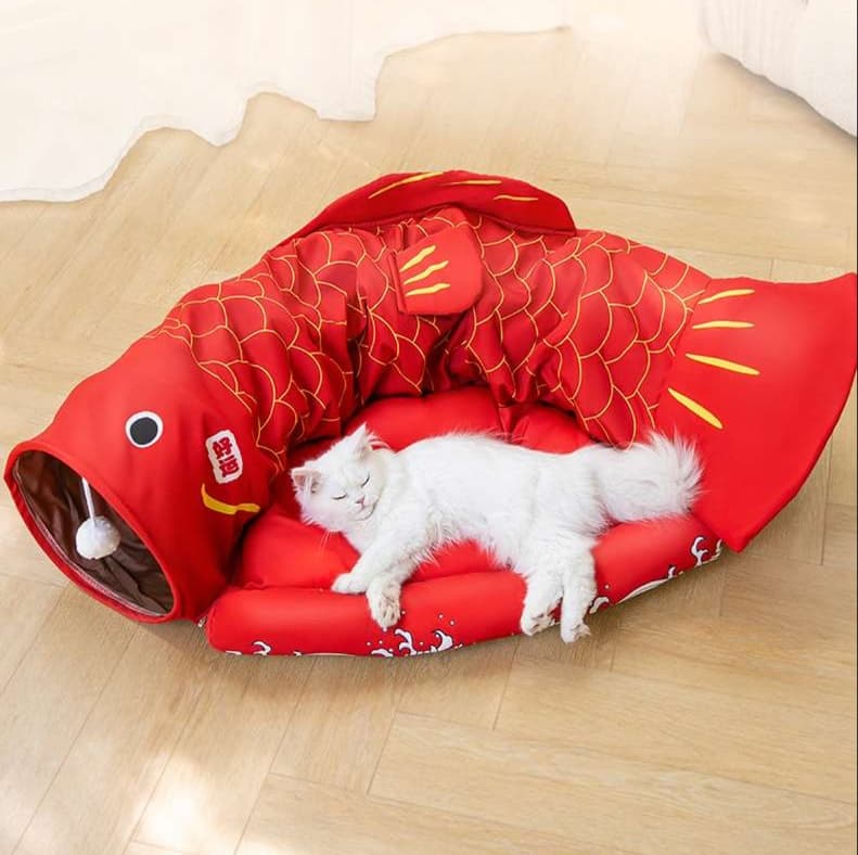 猫ベッド めでたい金魚デザイン 快適ペットベッド