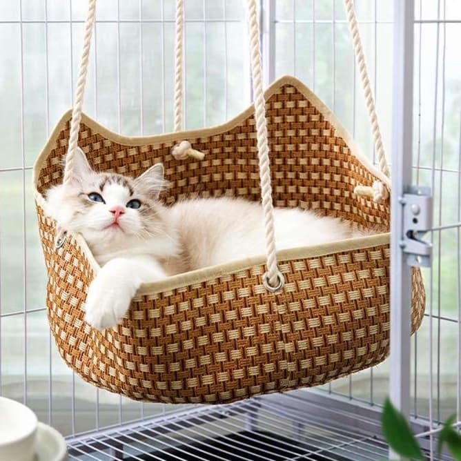 猫ベッド 藤かご猫ハンモック