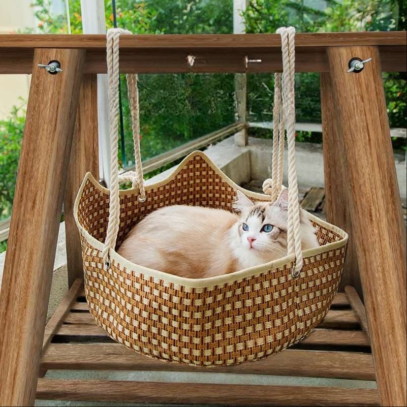 猫ベッド 藤かご猫ハンモック