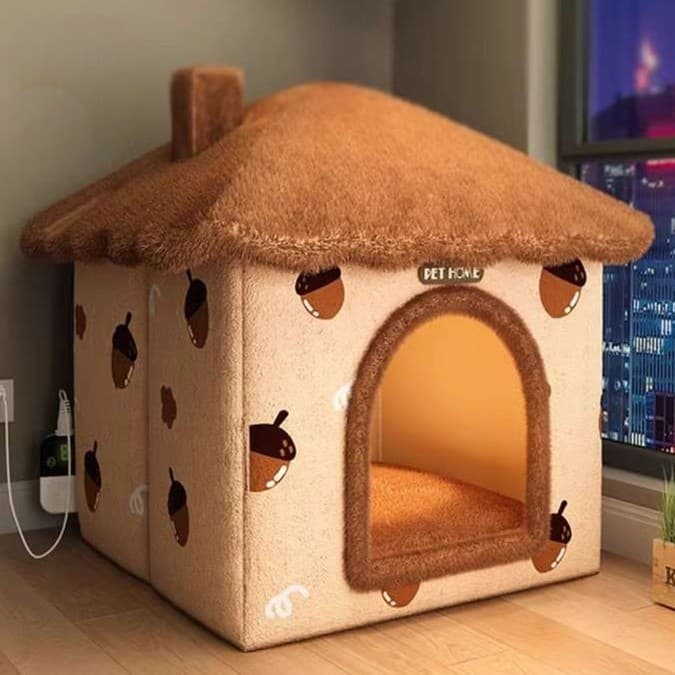 猫ベッド ふわもこ温泉猫ハウス 恒温加熱機能付き