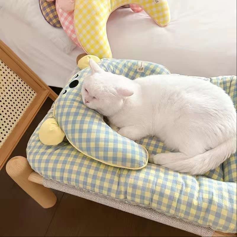 猫ベッド ふわふわ格子柄 猫用ベッドクッション