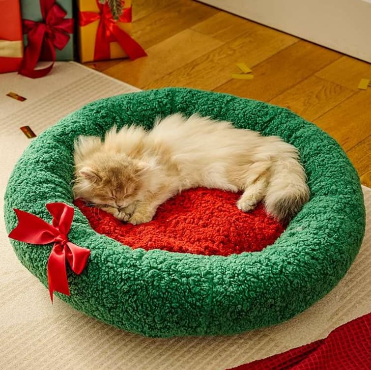 猫ベッド もこもこリースベッド
