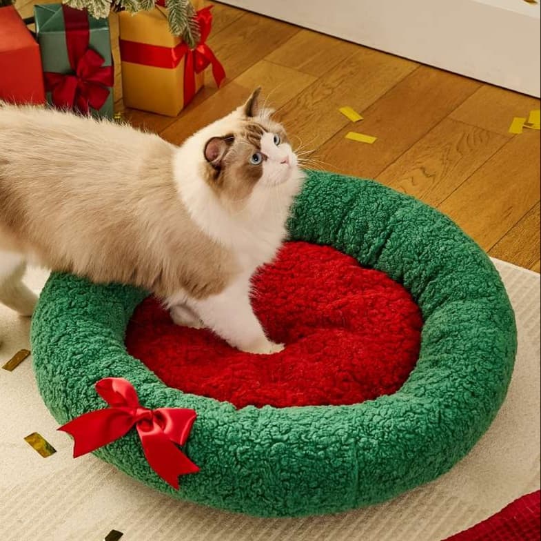 猫ベッド もこもこリースベッド