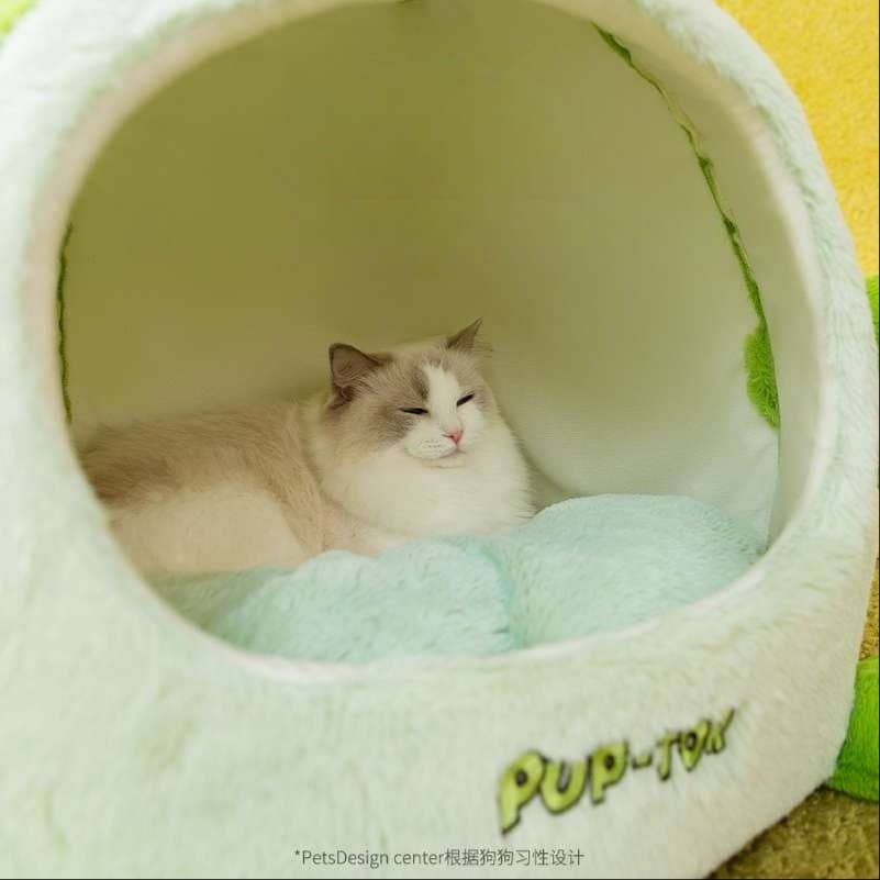 猫ベッド ふわもこカエルのお家ベッド