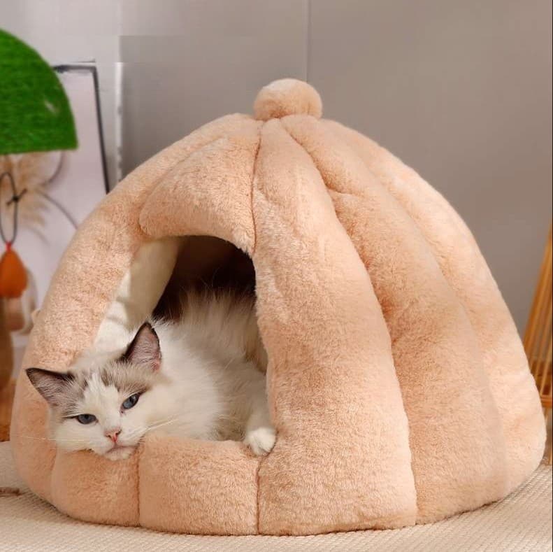 猫ベッド もこもこドーム型ねこハウス