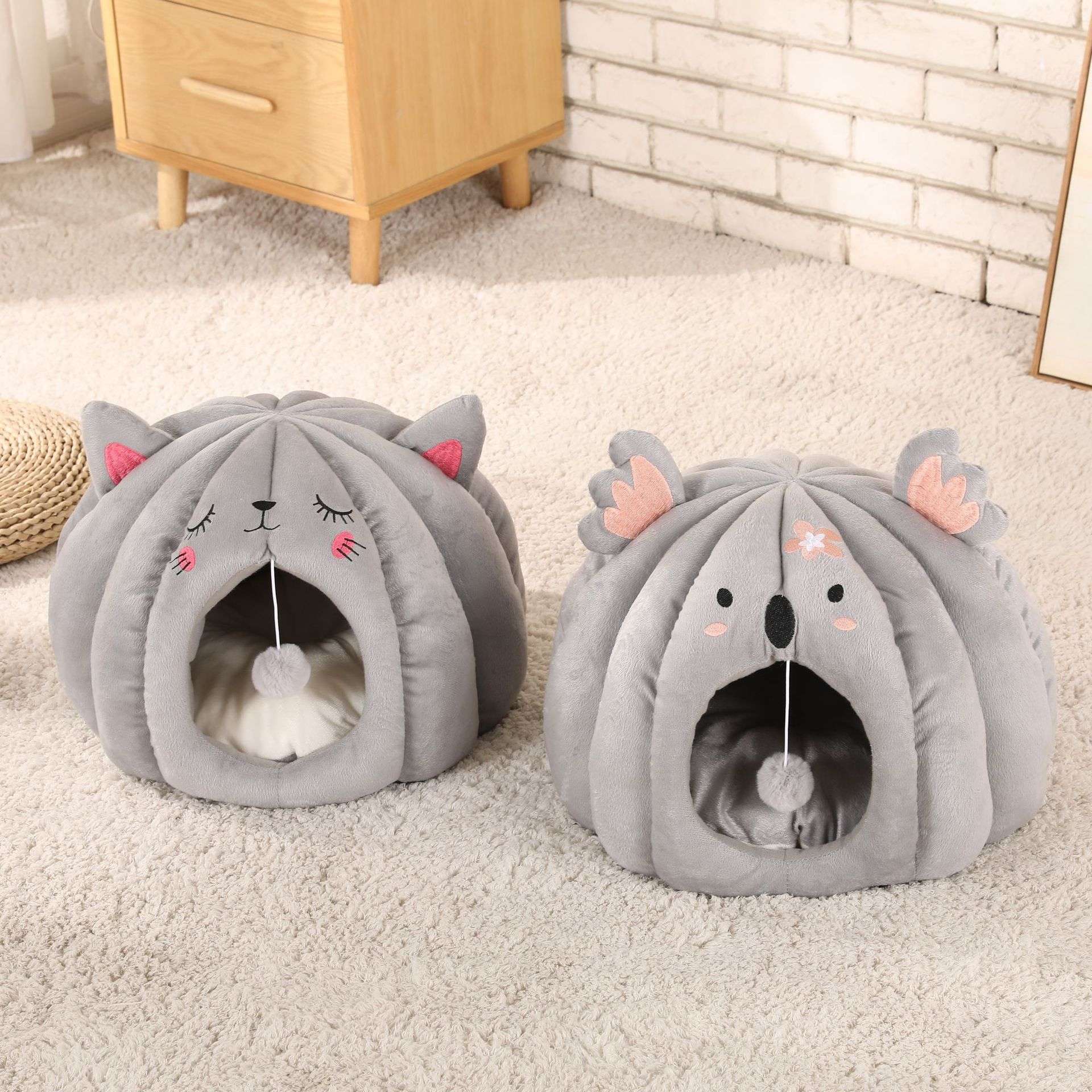 猫ベッド もこもこ動物ハウス ペット寝床