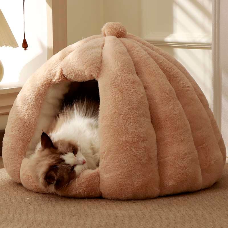 猫ベッド もこもこドーム型ねこハウス