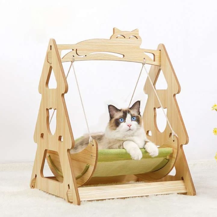 猫ベッド 涼やか木製スイングキャットベッド
