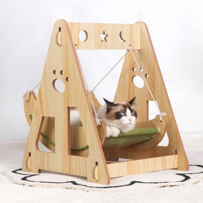 猫ベッド 涼やか木製スイングキャットベッド