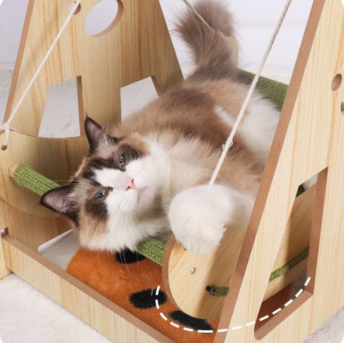猫ベッド 涼やか木製スイングキャットベッド