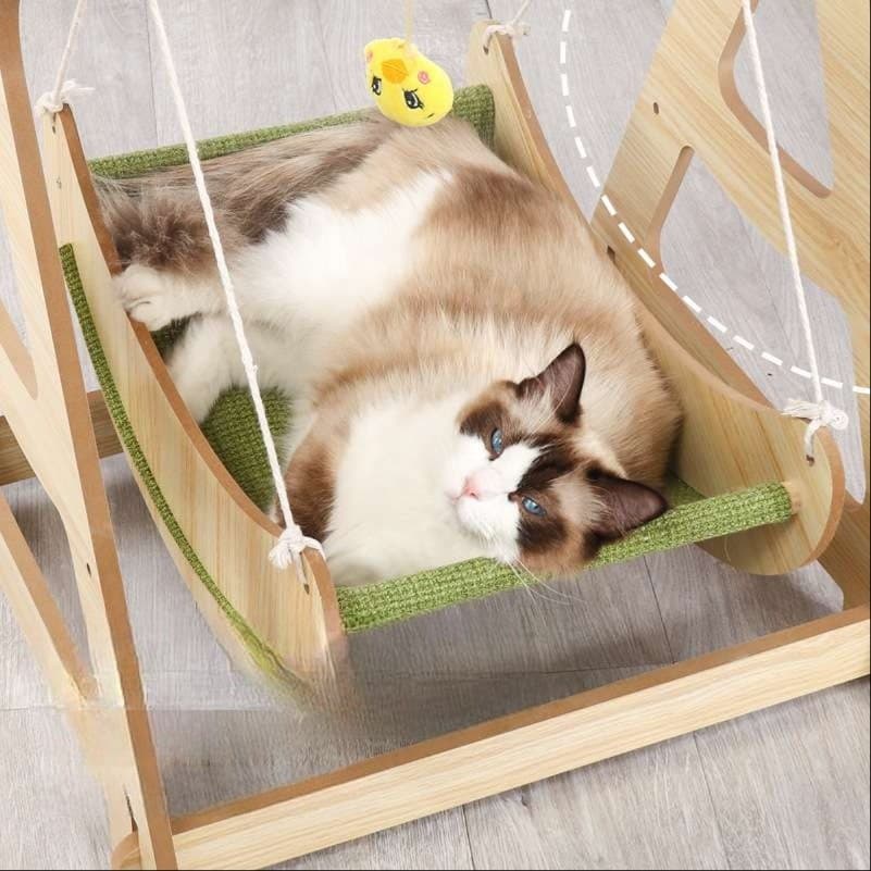 猫ベッド 涼やか木製スイングキャットベッド
