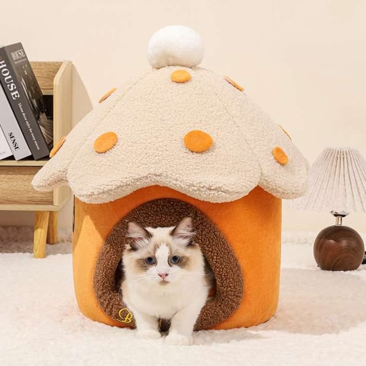 猫ベッド もこもこハウス型ペット用ベッド
