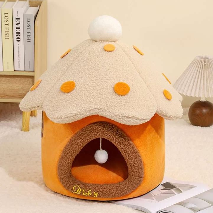 猫ベッド もこもこハウス型ペット用ベッド